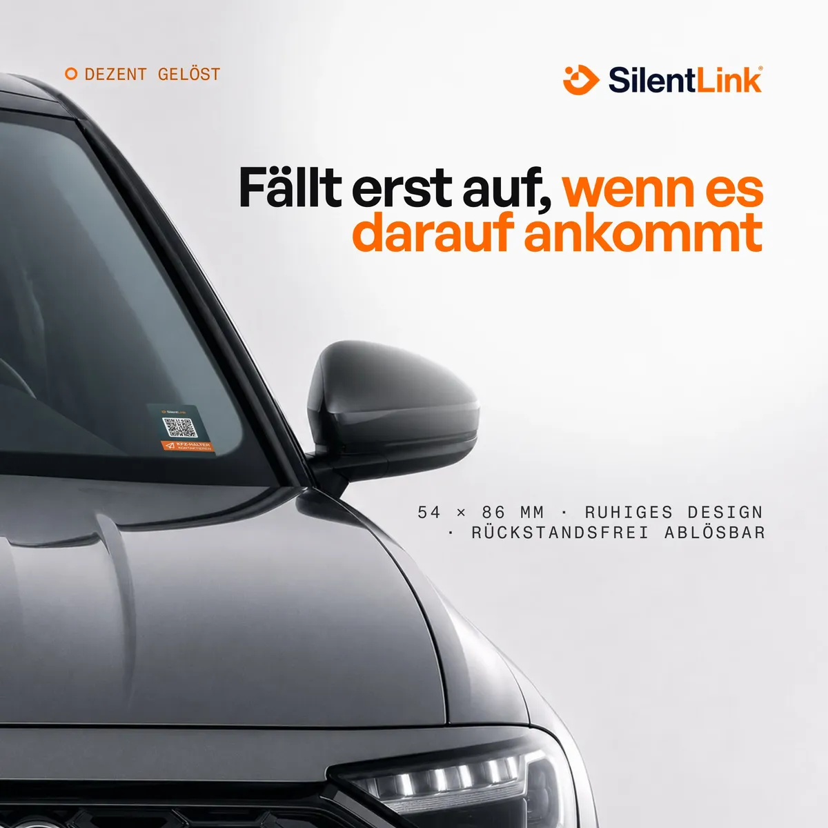 Fällt erst auf, wenn es darauf ankommt – dezentes Design, 54 × 86 mm, rückstandsfrei ablösbar